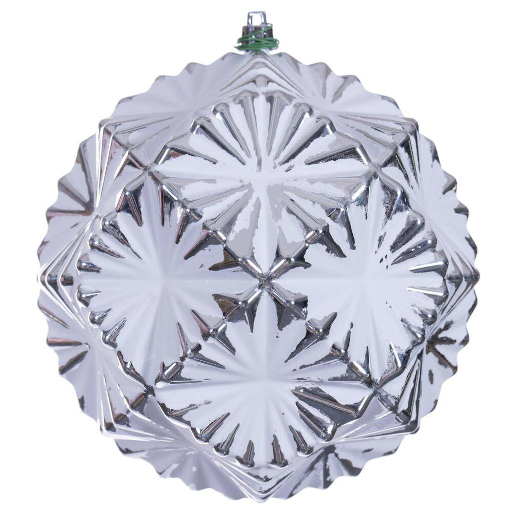 6" Silver Etch Prism Design White Brush Ornament (4 Pack) 1
