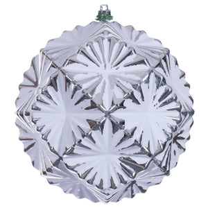 6" Silver Etch Prism Design White Brush Ornament (4 Pack) 1