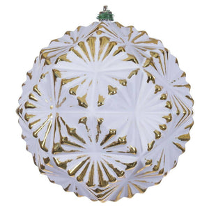 6" Gold Etch Prism Design White Brush Ornament (4 Pack) 1