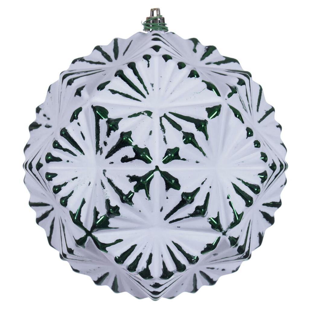 6" Emerald Etch Prism Design White Brush Ornament (4 Pack) 1
