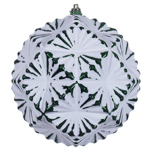 6" Emerald Etch Prism Design White Brush Ornament (4 Pack) 1