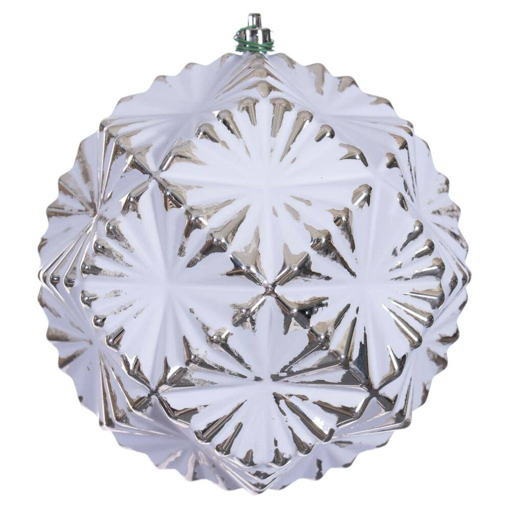 6" Champagne Etch Prism Design White Brush Ornament (4 Pack) 1