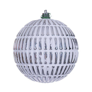4" Silver Etch Line White Brush Ornament (6 Pack) 1