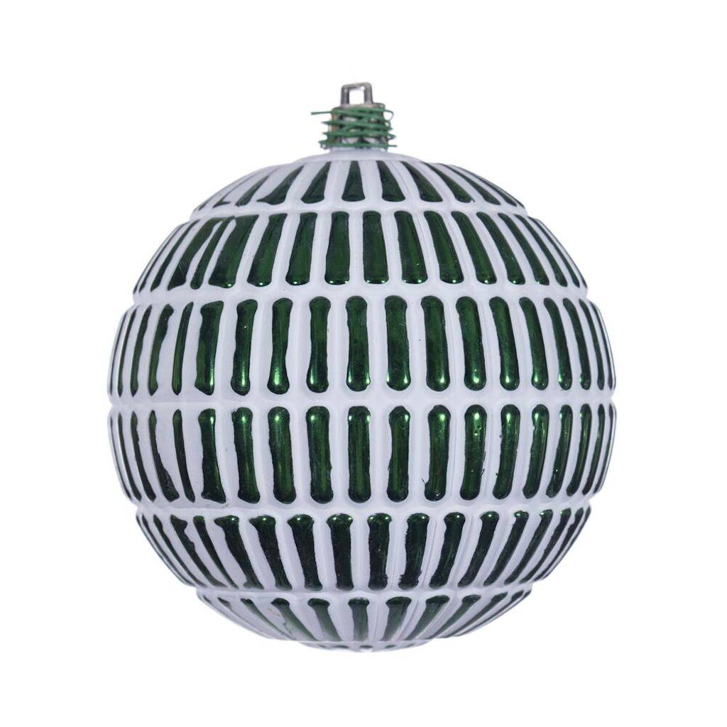 4" Emerald Etch Line White Brush Ornament (6 Pack) 1