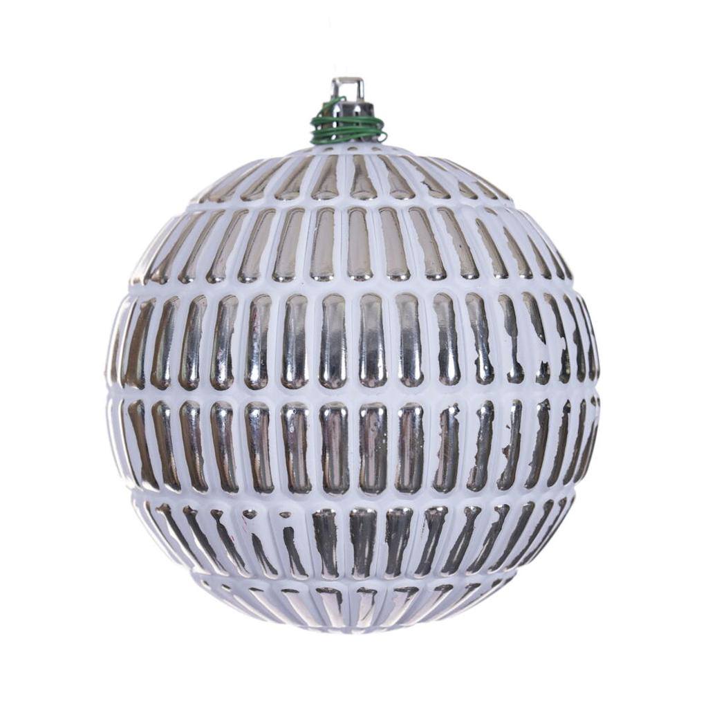 4" Champagne Etch Line White Brush Ornament (6 Pack) 1