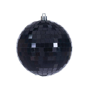 4" Black Mirror Ball Ornament (6 Pack) 1