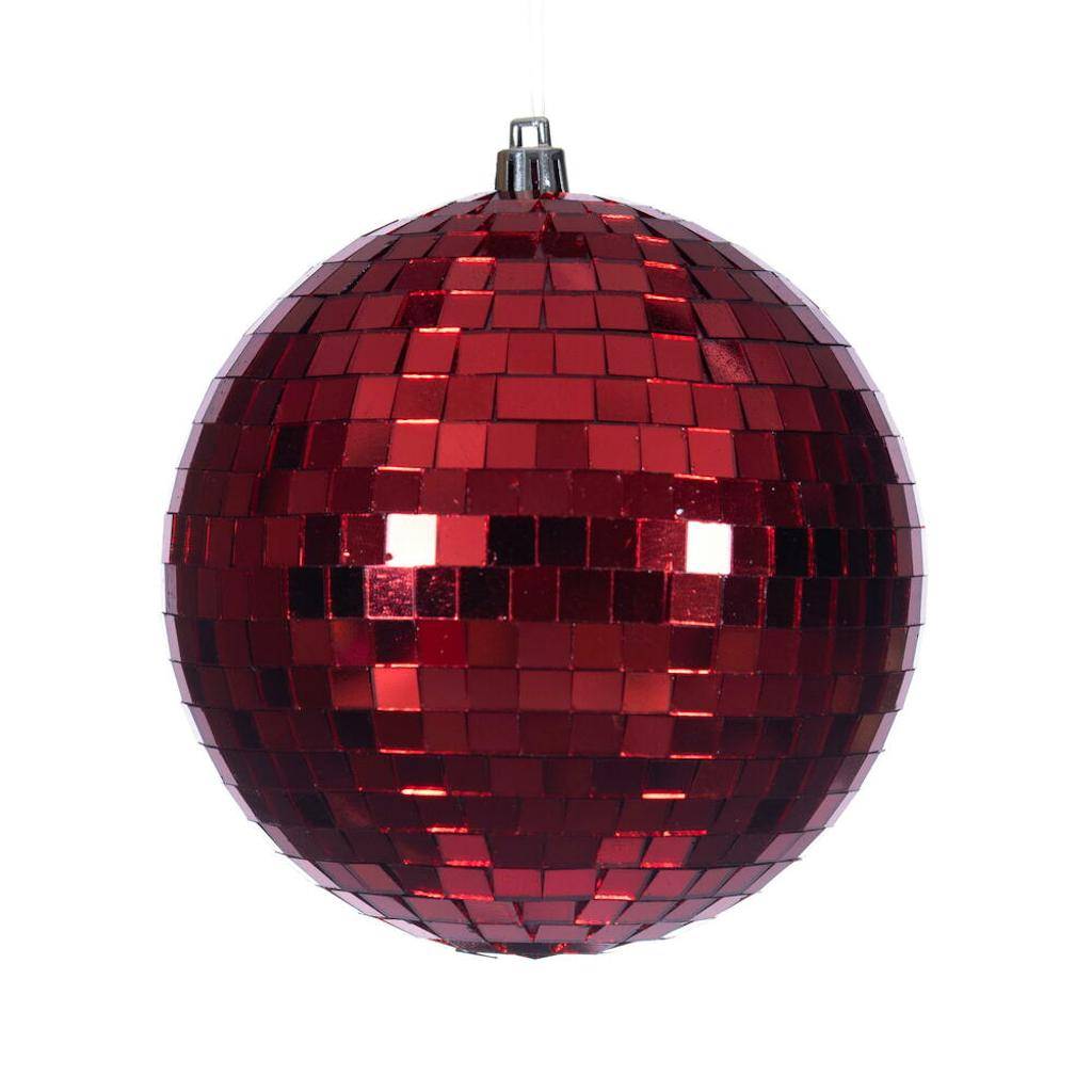 4.75" Red Mirror Ball Ornament (4 Pack) 1