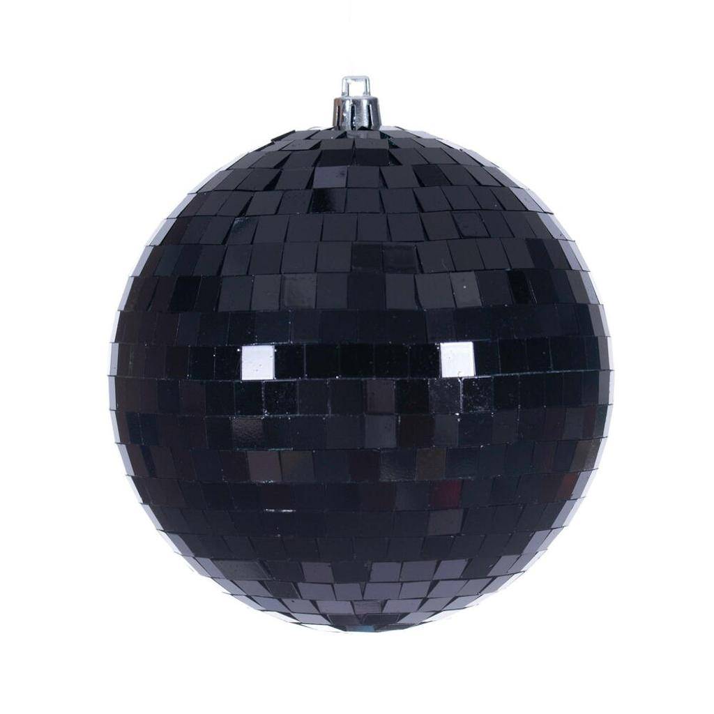 4.75" Black Mirror Ball Ornament (4 Pack) 1
