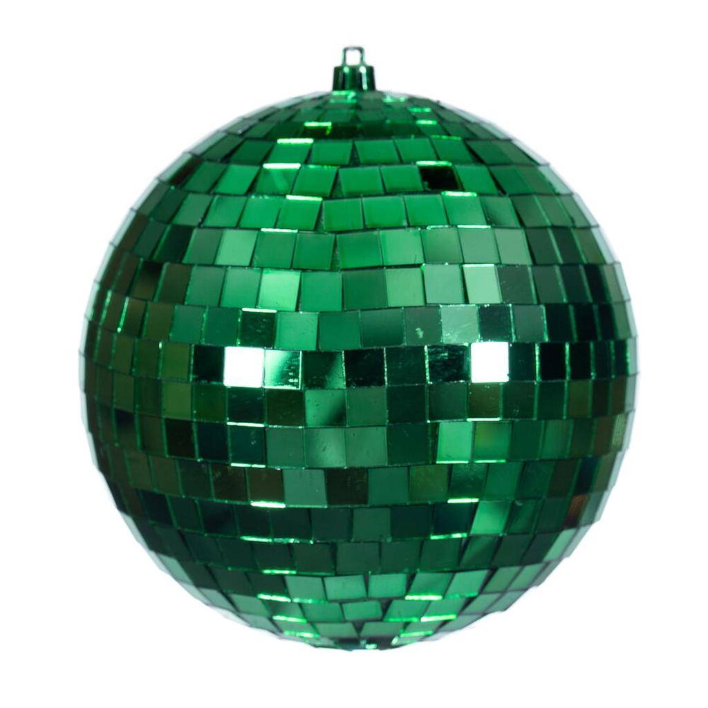 6" Green Mirror Ball Ornament (4 Pack) 1