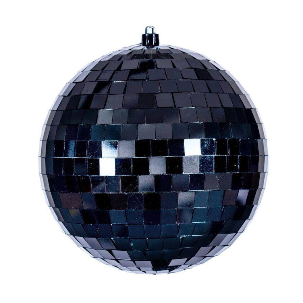 6" Black Mirror Ball Ornament (4 Pack) 1