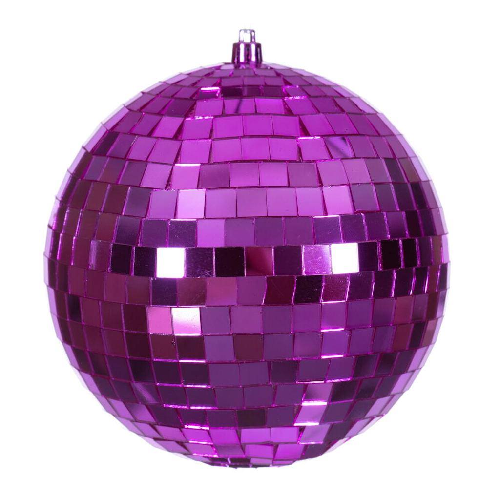 6" Fuchsia Mirror Ball Ornament (4 Pack) 1