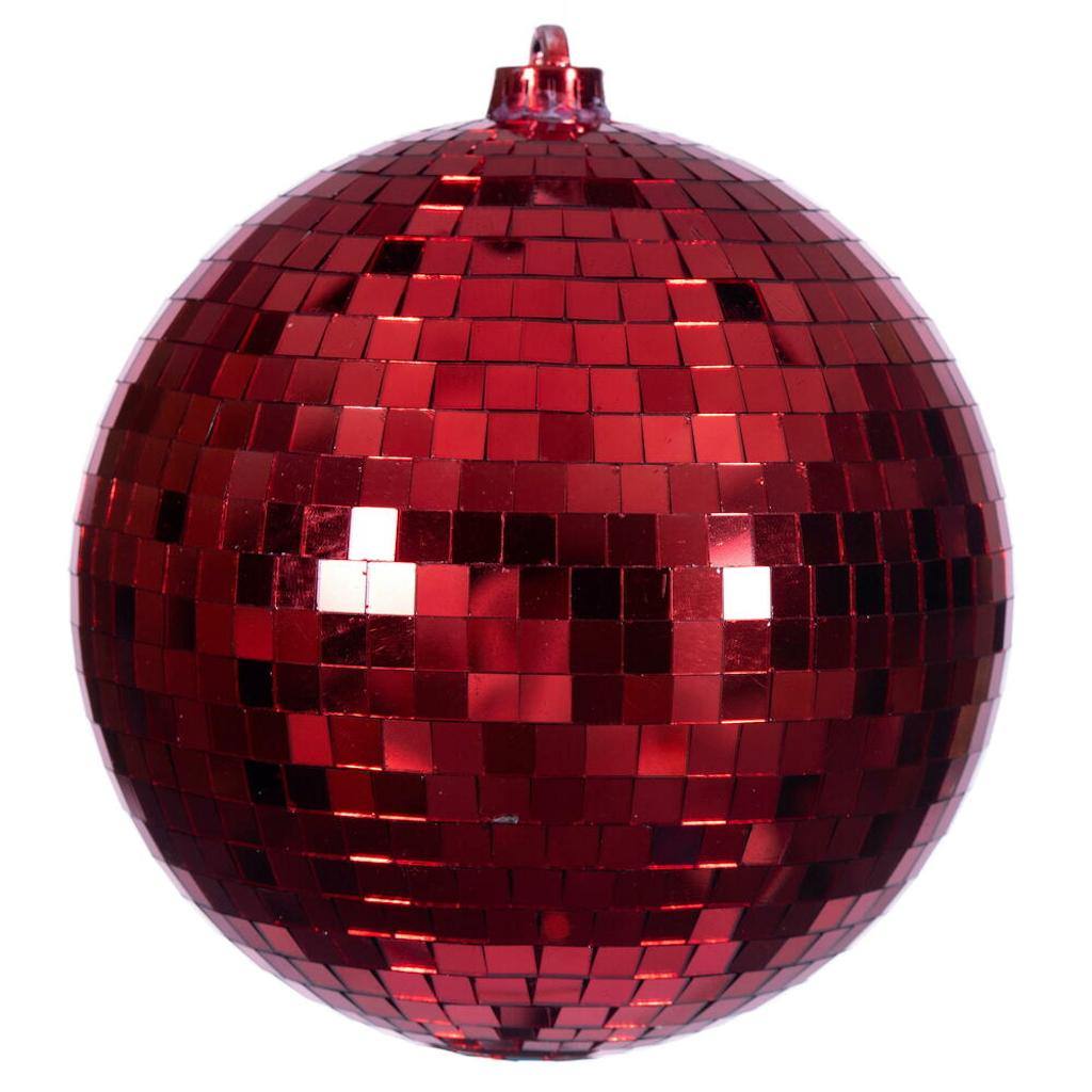 8" Red Mirror Ball Ornament 1