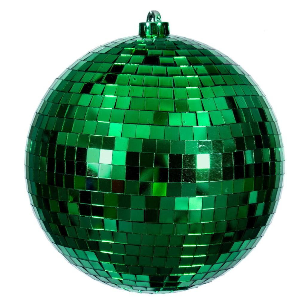 8" Green Mirror Ball Ornament 1