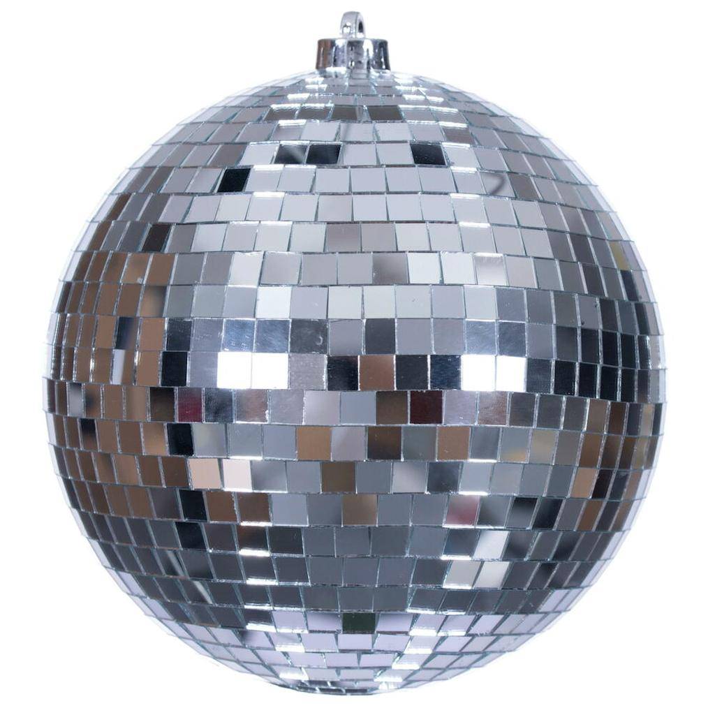 8" Silver Mirror Ball Ornament 1