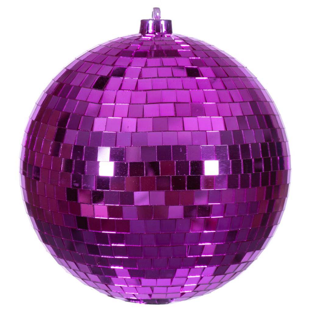 8" Fuchsia Mirror Ball Ornament 1