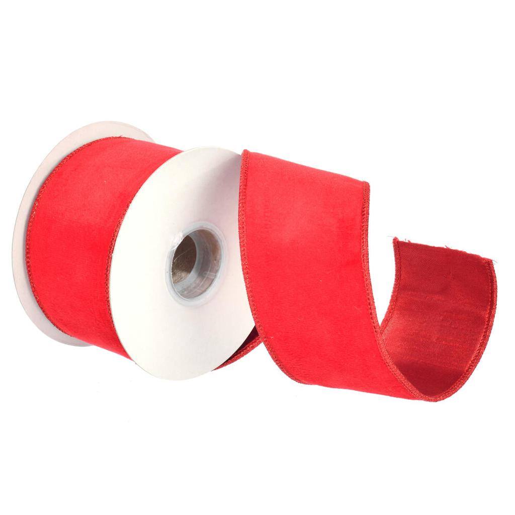 2.5" x 15' Red Velvet / Metallic Dupion Double Fused Ribbon 1