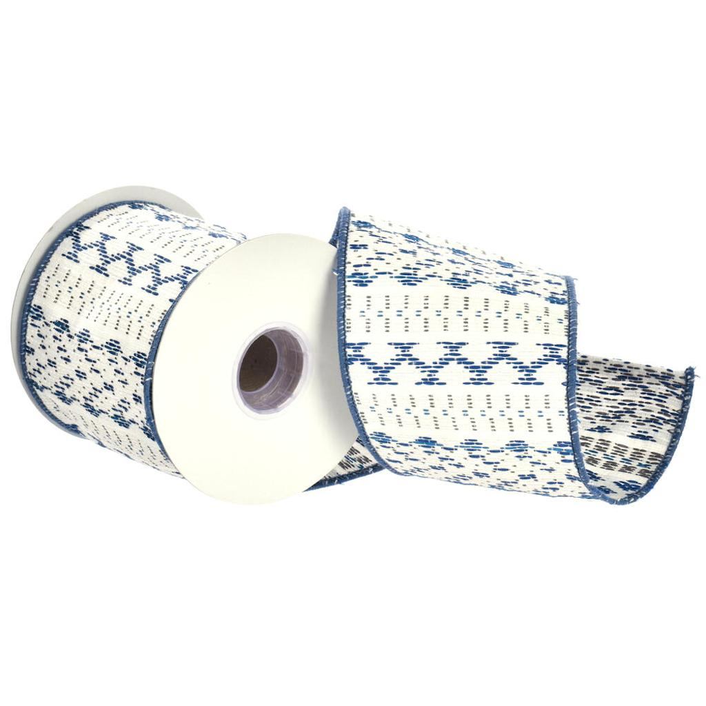 4"x30' Blue Jacquard Ribbon 1