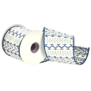 4"x30' Blue Jacquard Ribbon 1