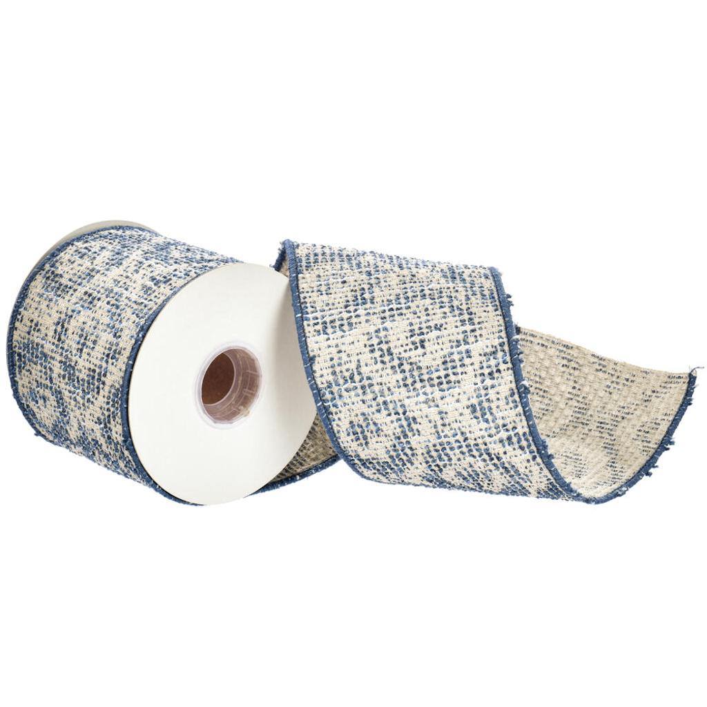 4" x 30' Blue Jacquard Ribbon 1