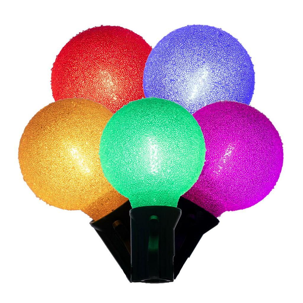 12' 0.6 watt 12 volt 12 Light G40 Iced Multicolor Green Wire String Light Set 1