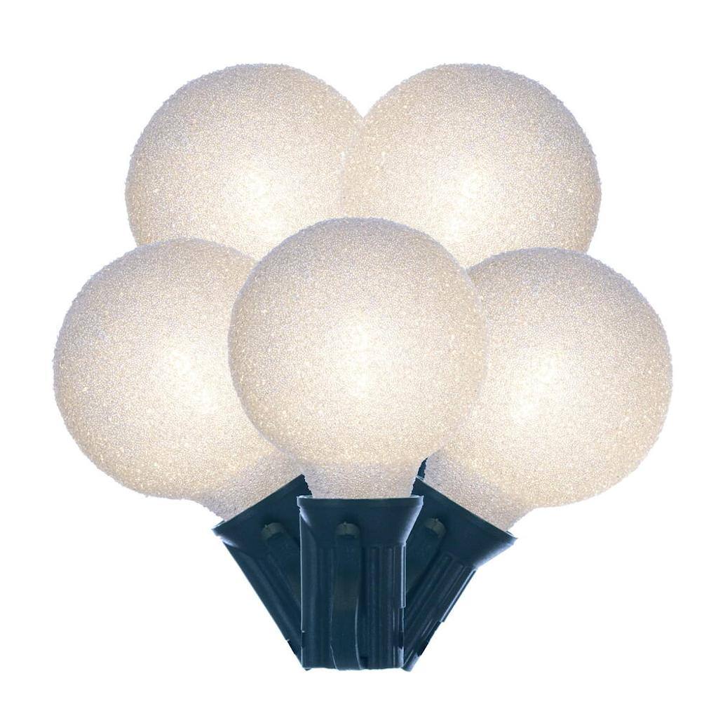 12' 0.6 watt 12 volt 12 Light G40 Candelabra Screw Base Warm White Iced LED Light Set 1