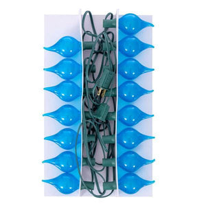 15' 15 Light G45 Candelabra Screw Base Flame Tip Blue Glass Green Wire String Light Set 2