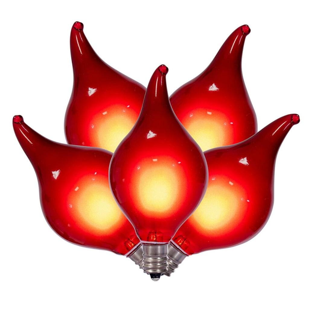 15' 15 Light G45 Candelabra Screw Base Flame Tip Red LED String Light Set 1