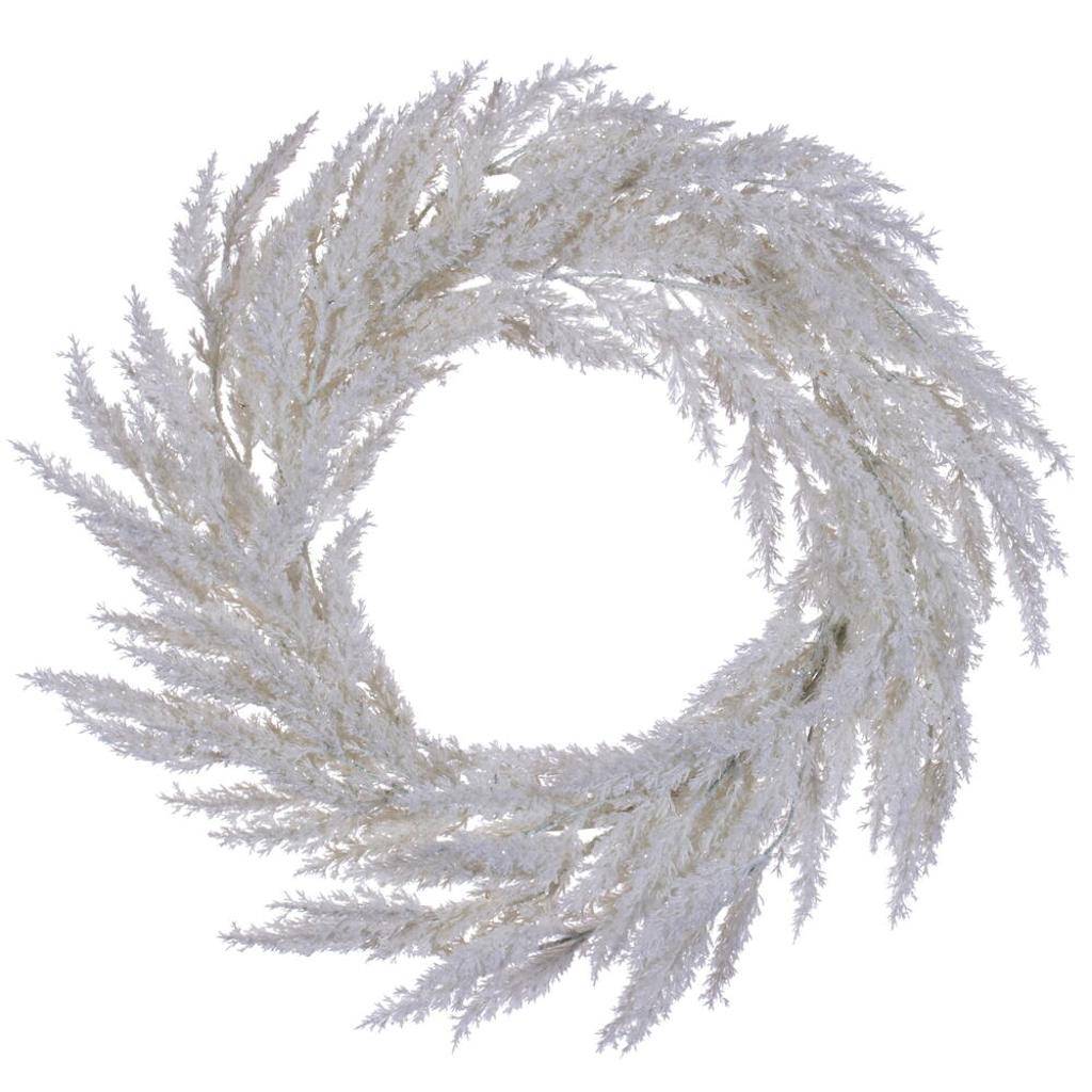 24" Artificial White Pampas Grass Wreath 1
