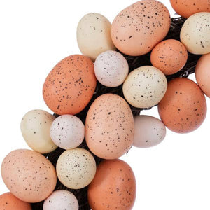 18" Artificial Coral/White Easter Eggs Wreath 2