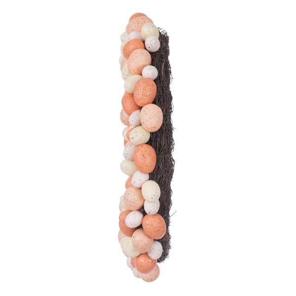 18" Artificial Coral/White Easter Eggs Wreath 4