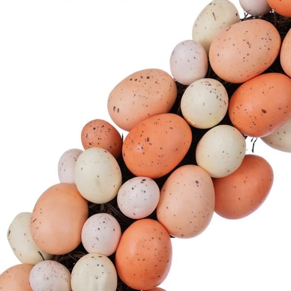 24" Artificial Coral/White Easter Eggs Wreath 2