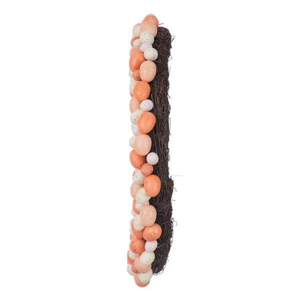 24" Artificial Coral/White Easter Eggs Wreath 3
