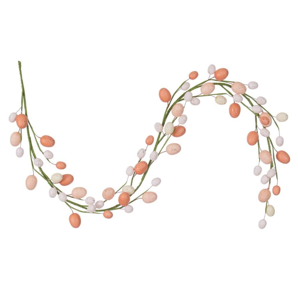 5' Artificial Coral/White Easter Eggs Garland 1