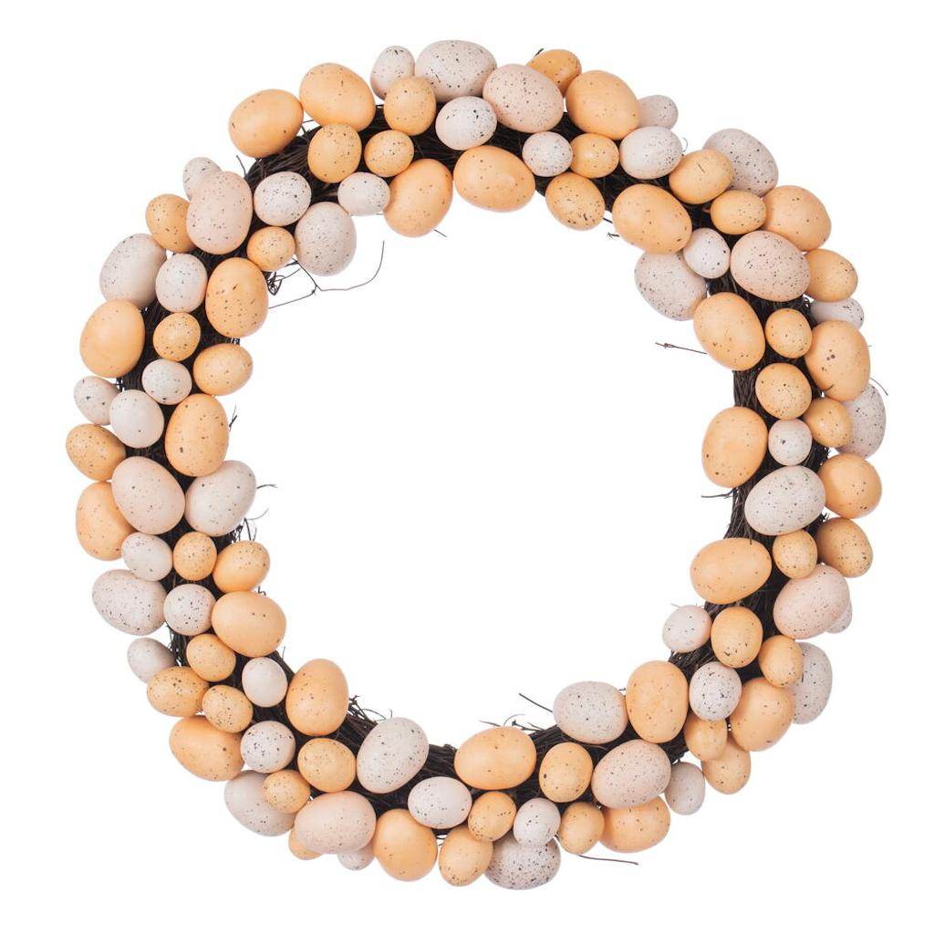 18" Artificial Orange/Ivory Easter Eggs Wreath 1