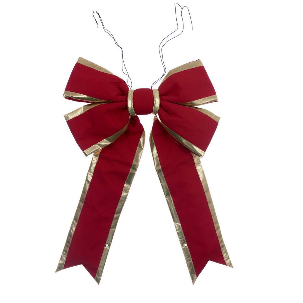 24" x 30" Red / Gold Canvas Gold Trim UV Outdoor Bow 1