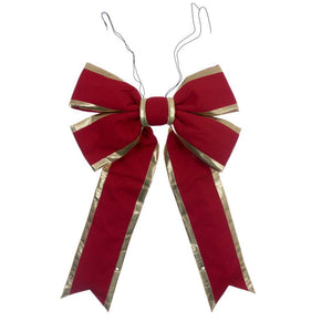 24" x 30" Red / Gold Canvas Gold Trim UV Outdoor Bow 1