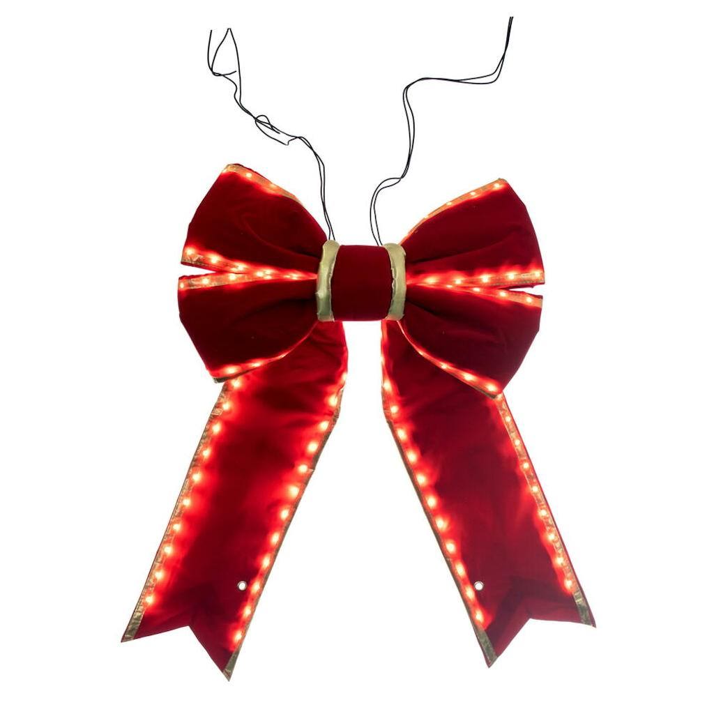 18" x 23" Red / Gold Velvet LED UV Bow 1