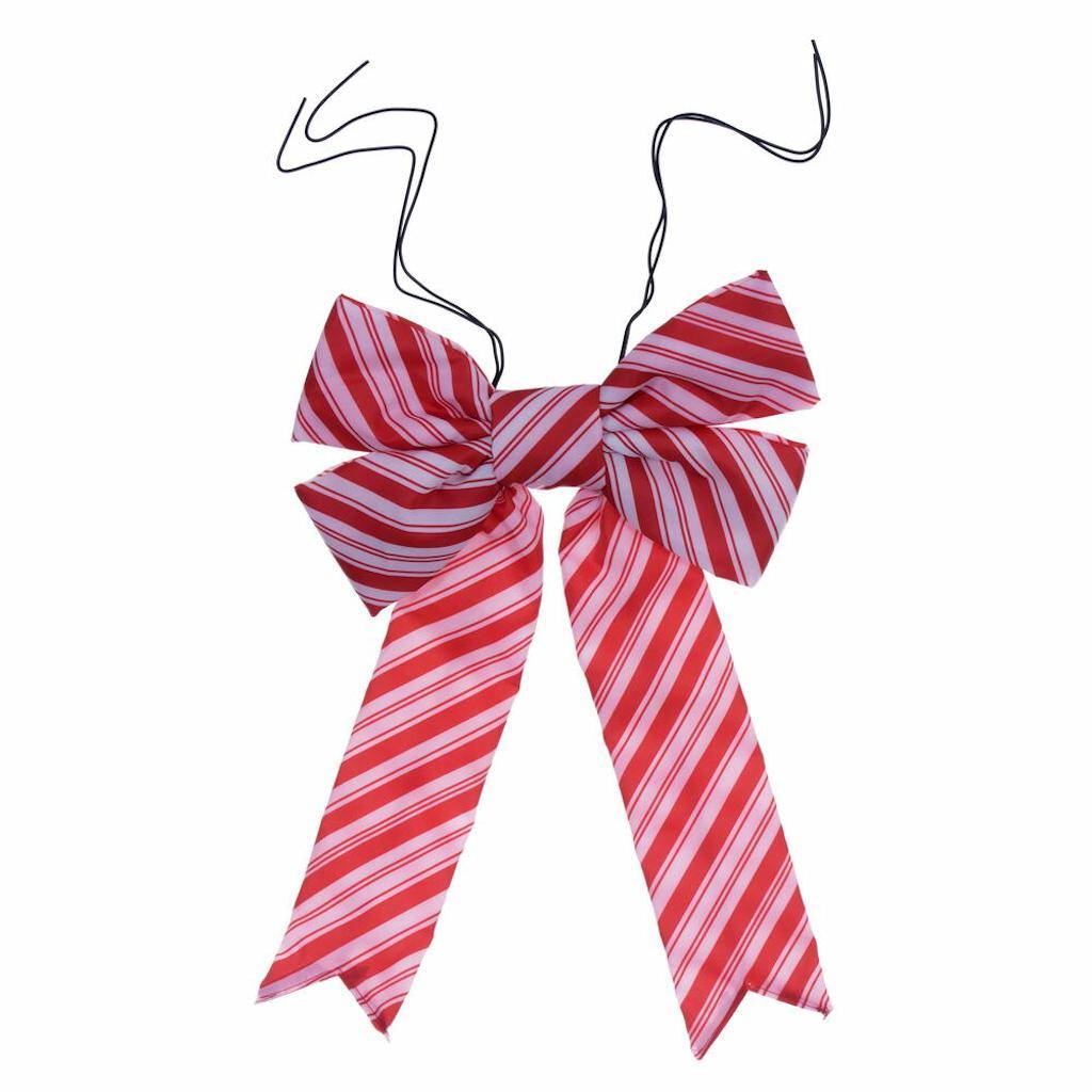 12" x 15" Red / White Nylon Outdoor UV Christmas Bow 1