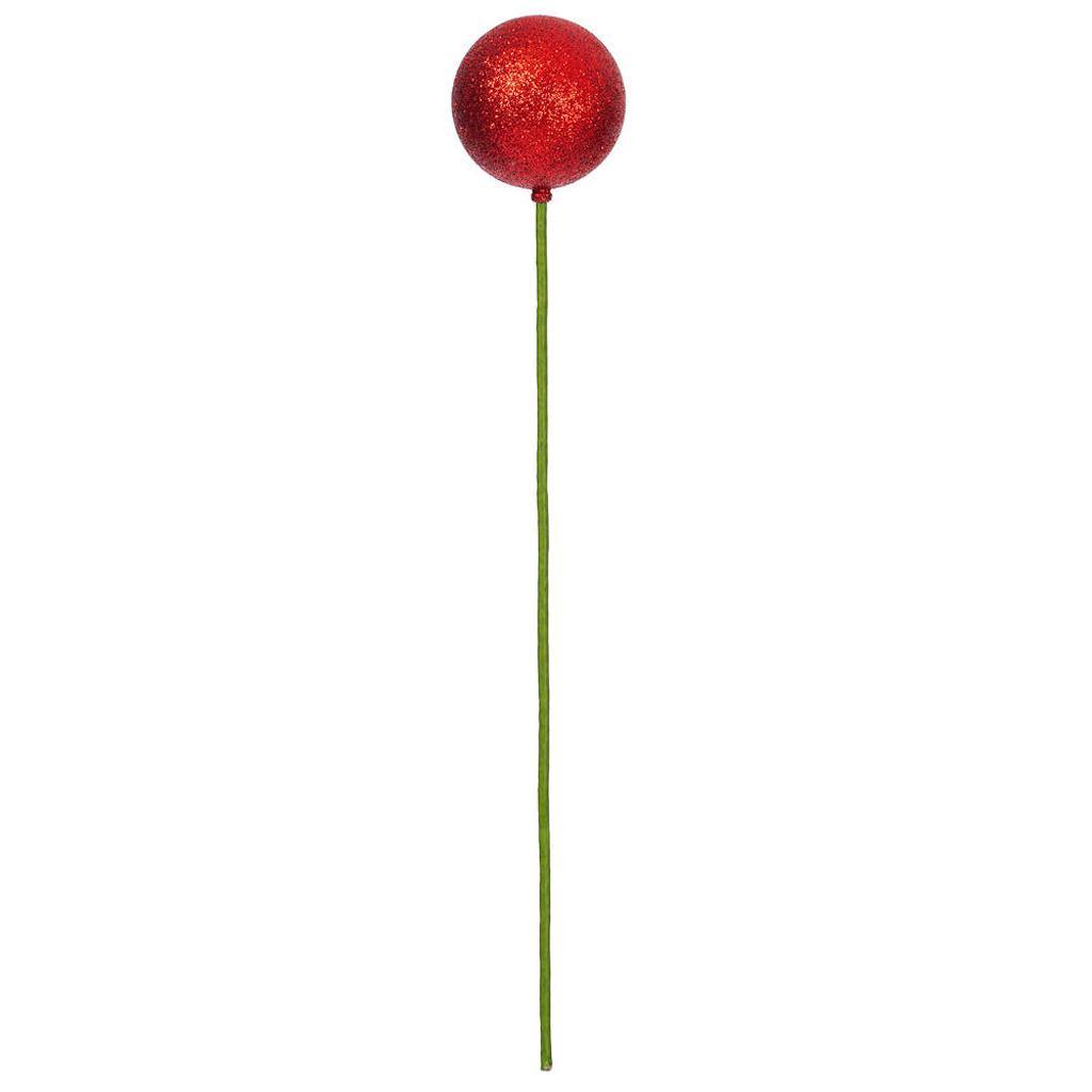 3" x 18" Red Glitter Ball Stick (12 Pack) 1