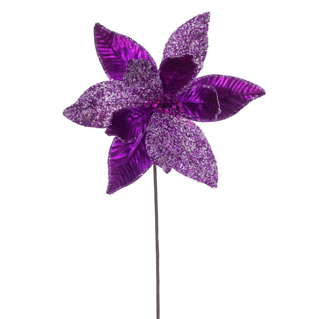 21.5" Plum Poinsettia 11" Flower (6 Pack) 1