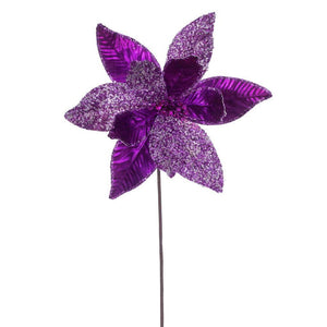 21.5" Plum Poinsettia 11" Flower (6 Pack) 1