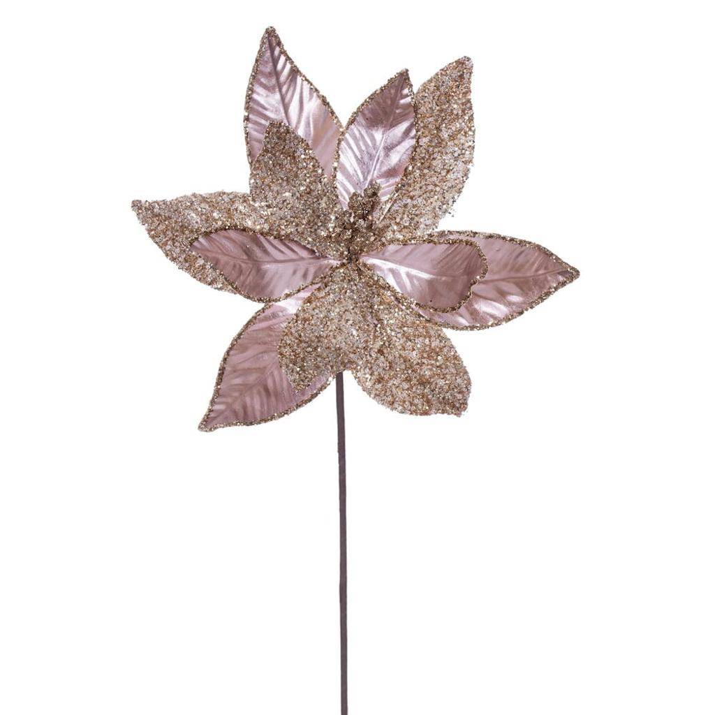 21.5" Rose Gold Poinsettia 11" Flower (6 Pack) 1