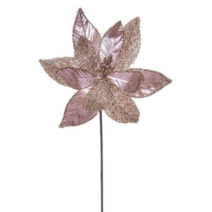 21.5" Rose Gold Poinsettia 11" Flower (6 Pack) 1