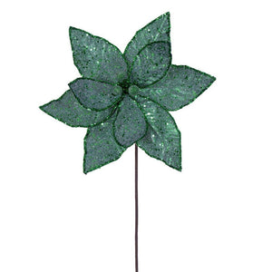 21.5" Lime Sequin Poinsettia 11" Flower (6 Pack) 1