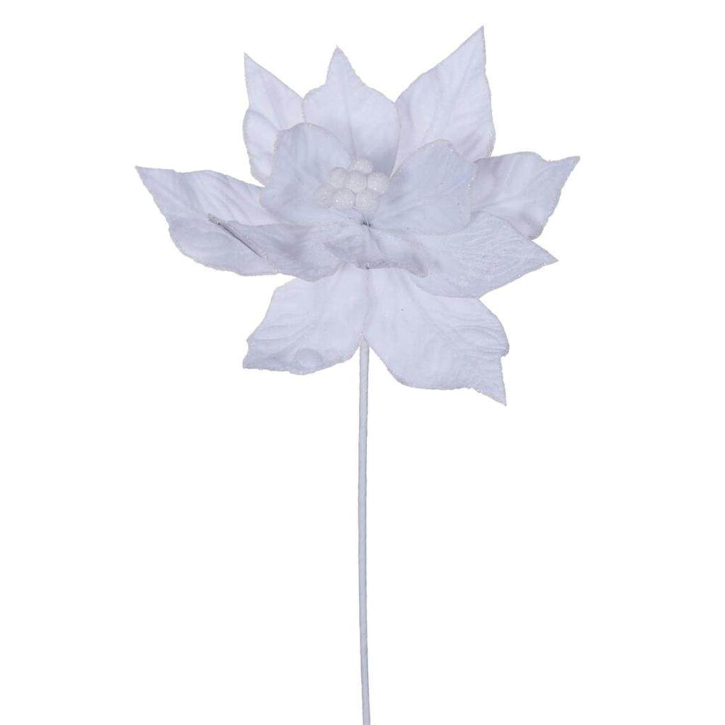 21.5" White Poinsettia 12" Flower (6 Pack) 1