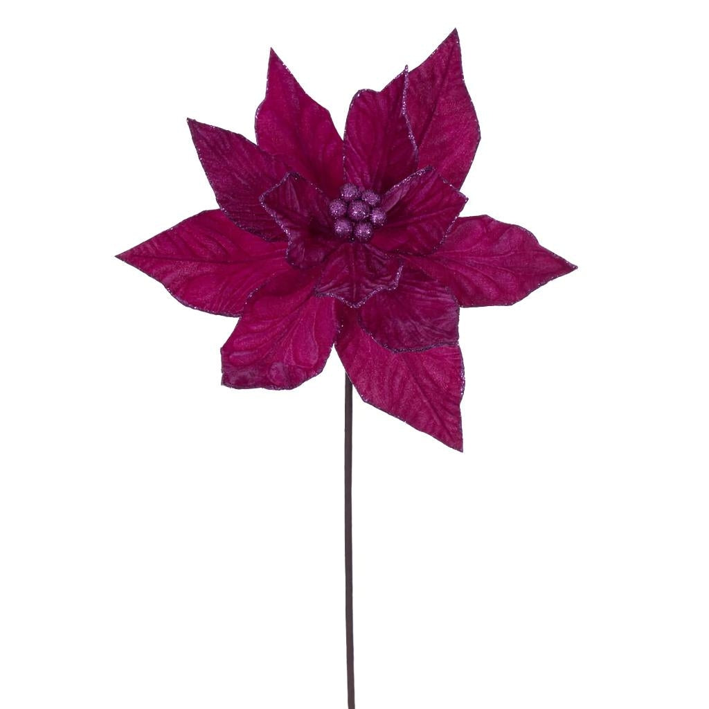 21.5" Hot Pink Poinsettia 12" Flower (6 Pack) 1