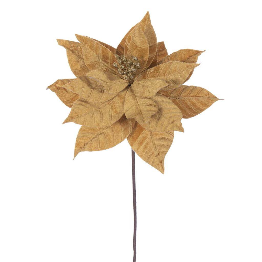 21.5" Gold Poinsettia 12" Flower (6 Pack) 1