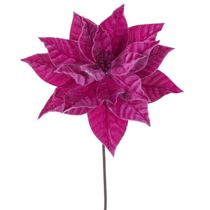 21.5" Hot Pink Poinsettia 12" Flower (6 Pack) 1