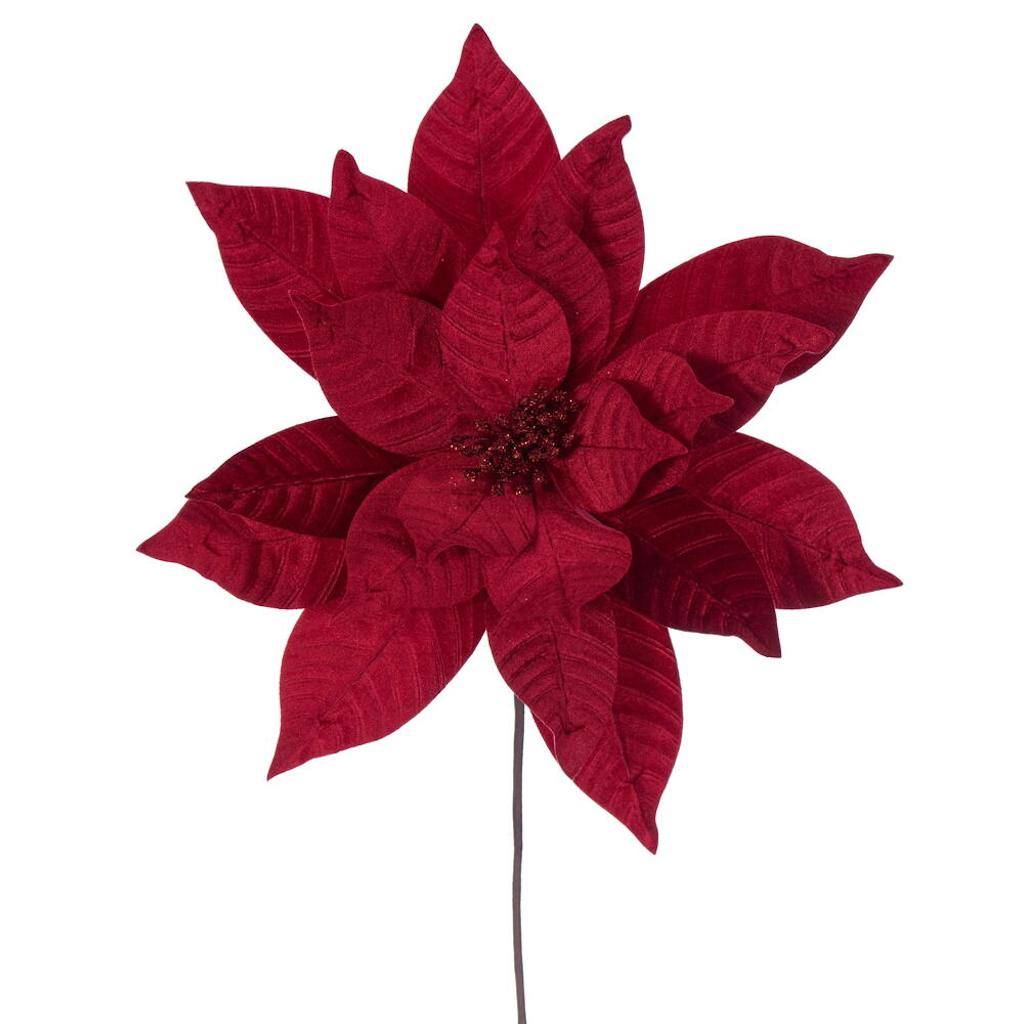 21.5" Artificial Red Poinsettia 18" Flower (2 Pack) 1