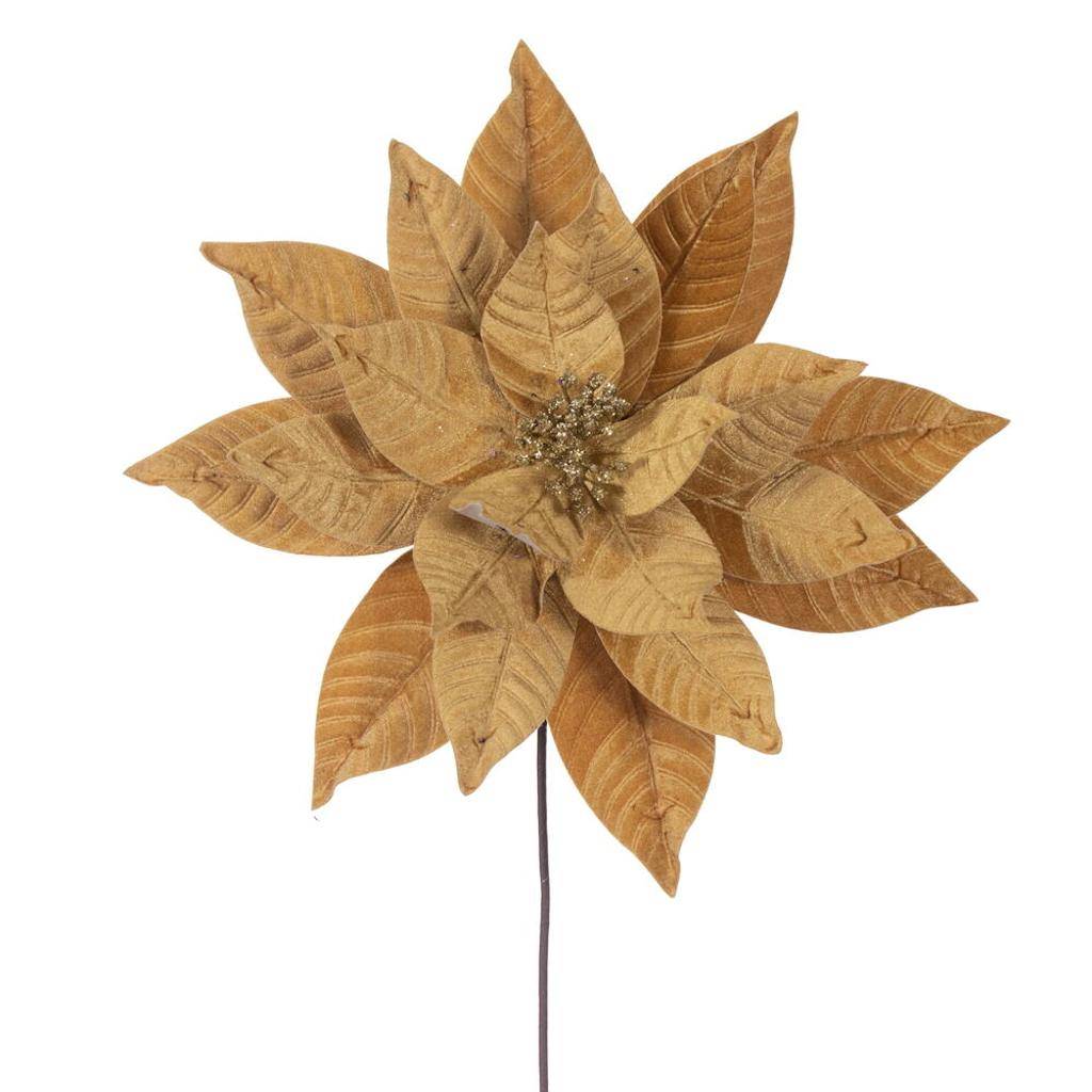 21.5" Artificial Gold Poinsettia 18" Flower (2 Pack) 1